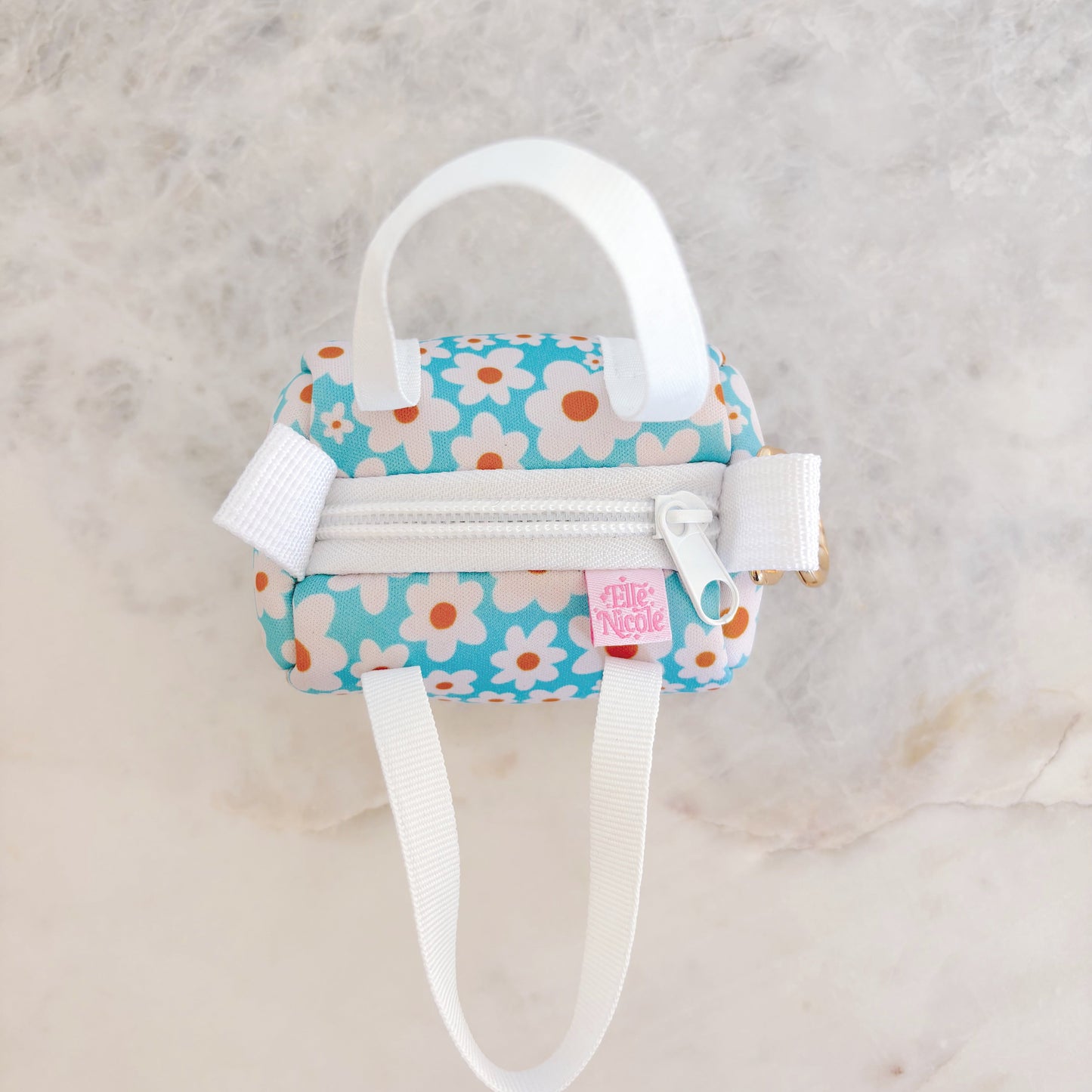 Bag Charm - Mini Purse Keychain - Blue Daisy