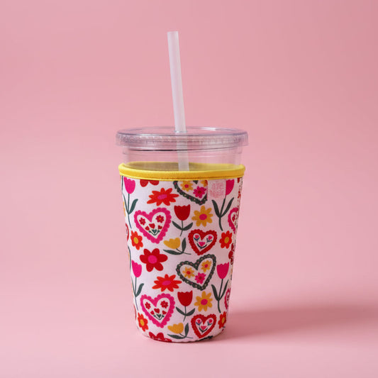 Coffee Cup Cover - Floral Love - Iced Drink Sleeve