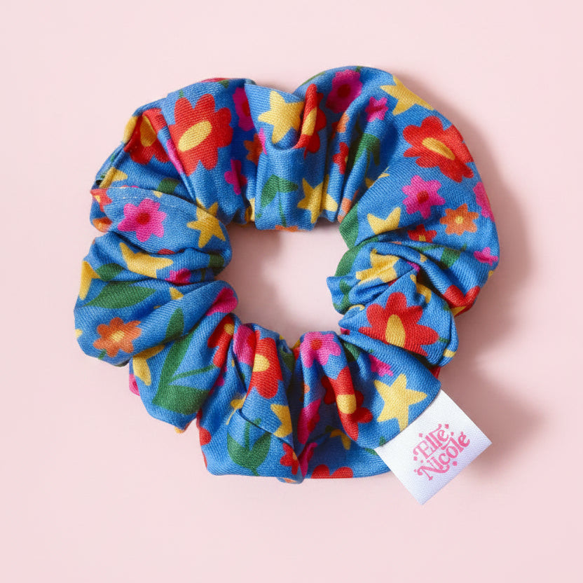 Scrunchie - Nicole's Poppies & Stars *new & improved extra soft fabric*