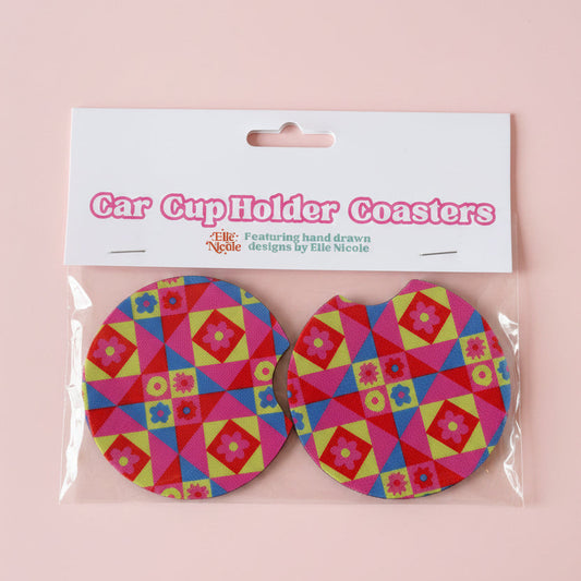 Car Cupholder Coasters - Kaleidoscope Quilt