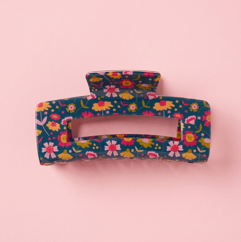 Hair Claw Clip - Midnight Summer Blooms