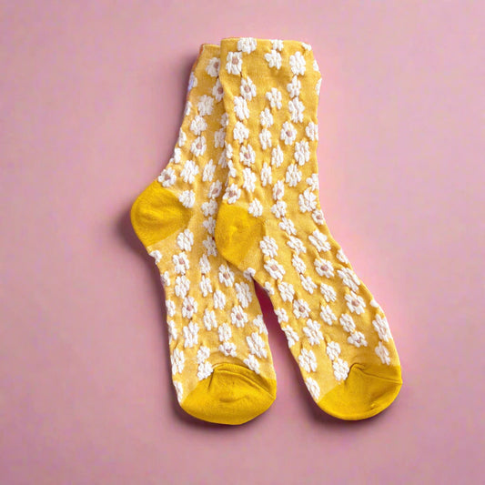 Mustard Floral Socks