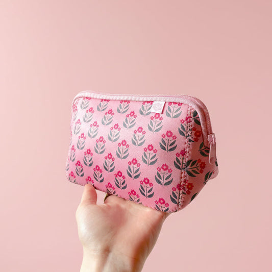 Cosmetic Bag - Whimsy Floral Block Print