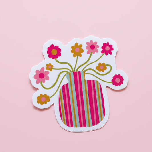 Groovy Striped Flower Arrangement Sticker