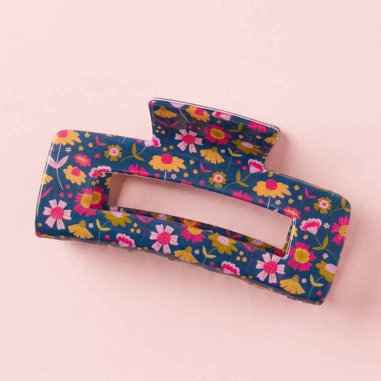 Hair Claw Clip - Midnight Summer Blooms