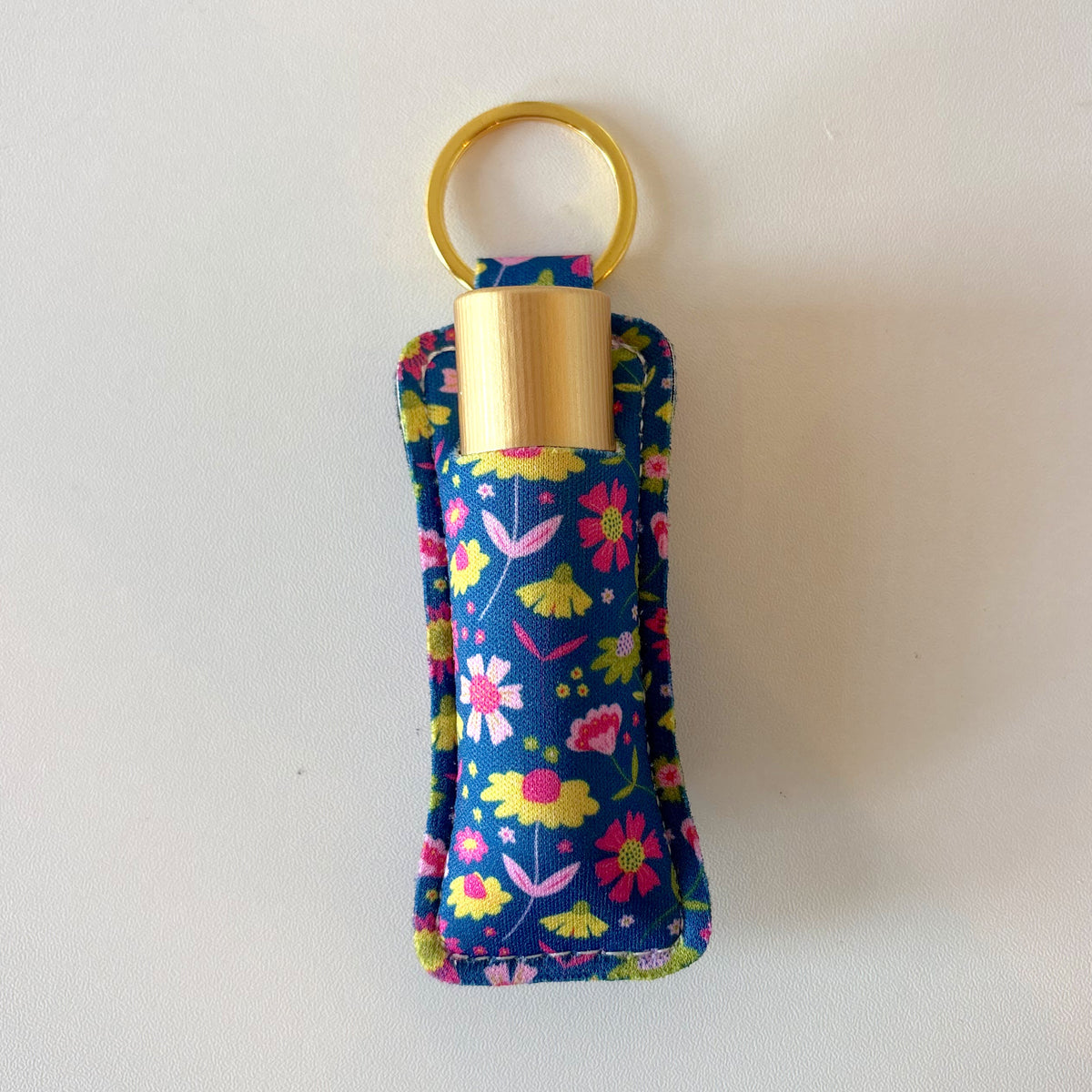 Lip Balm Keychain Holder - Midnight Summer Blooms