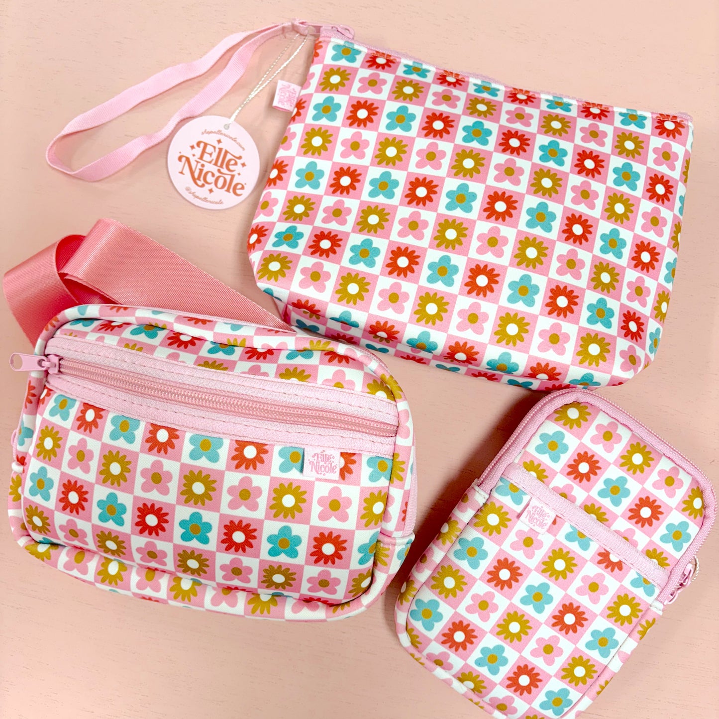 Crossbody Bag - Checkered Floral