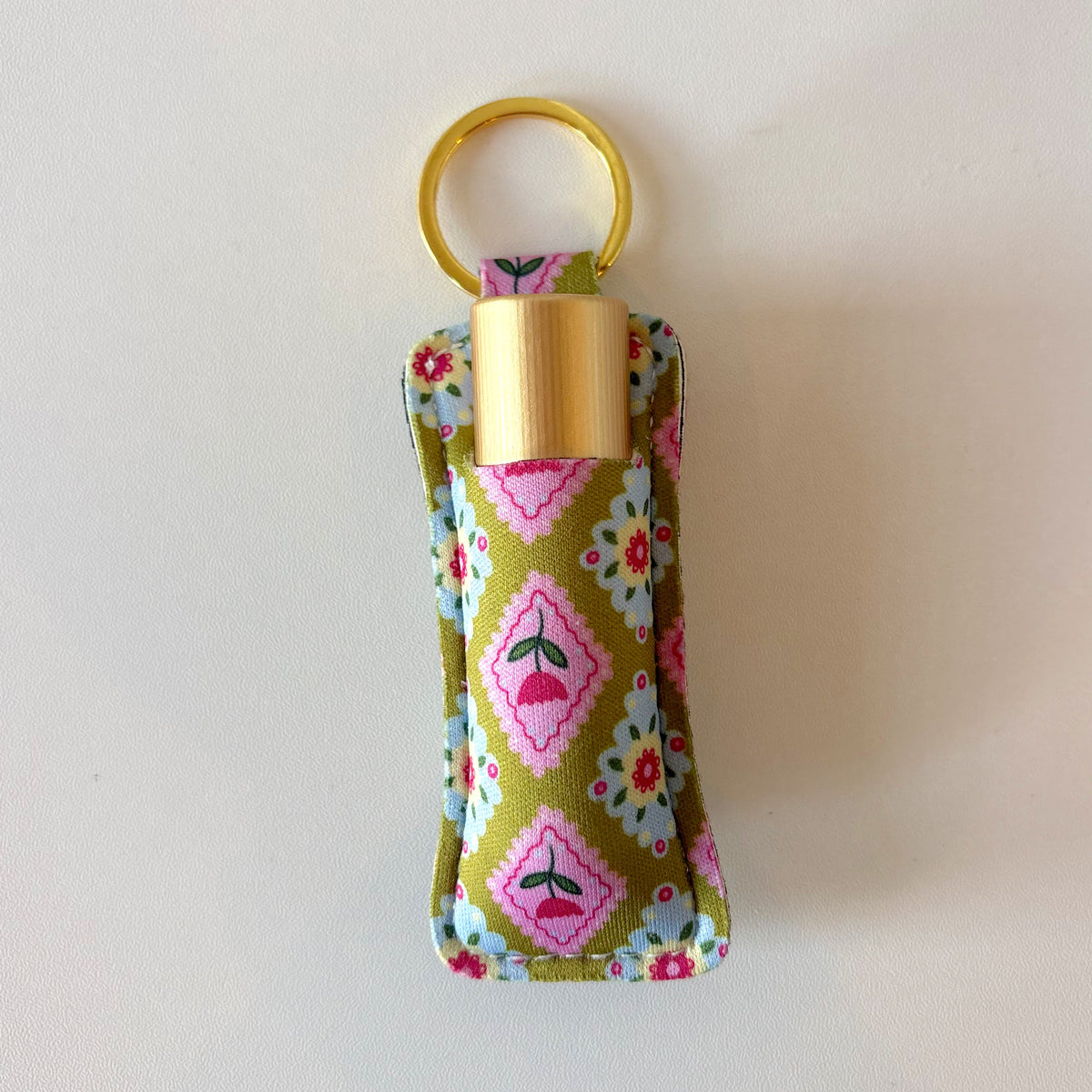 Lip Balm Keychain Holder - Argyle Floral