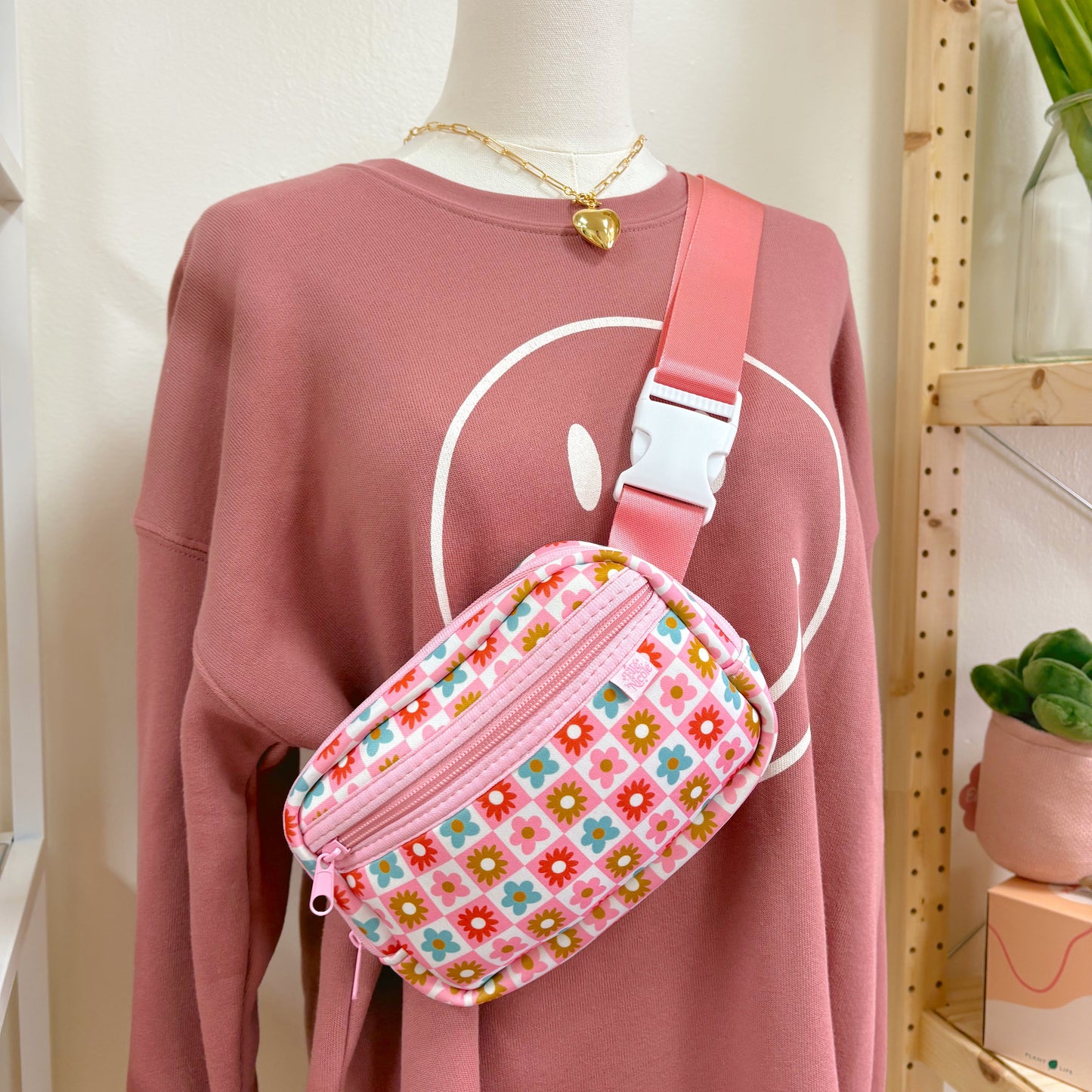 Crossbody Bag - Checkered Floral