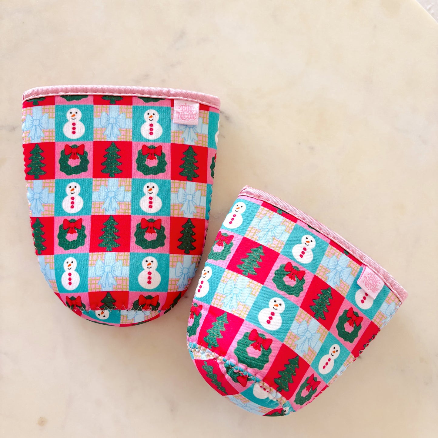 Coffee Cup Cover - Checkered Christmas - Iced Drink Sleeve