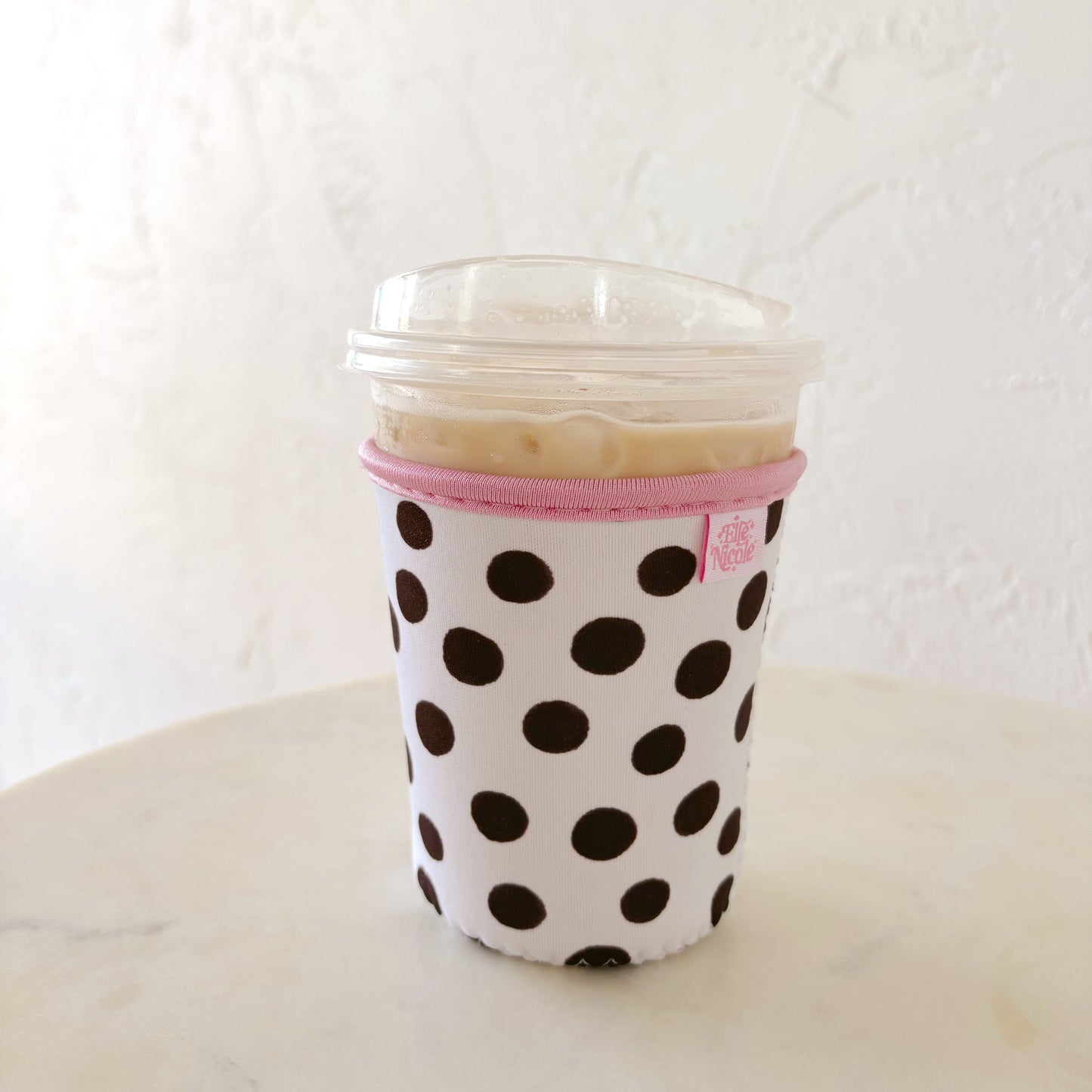 Coffee Cup Cover - Brown Polka Dots
