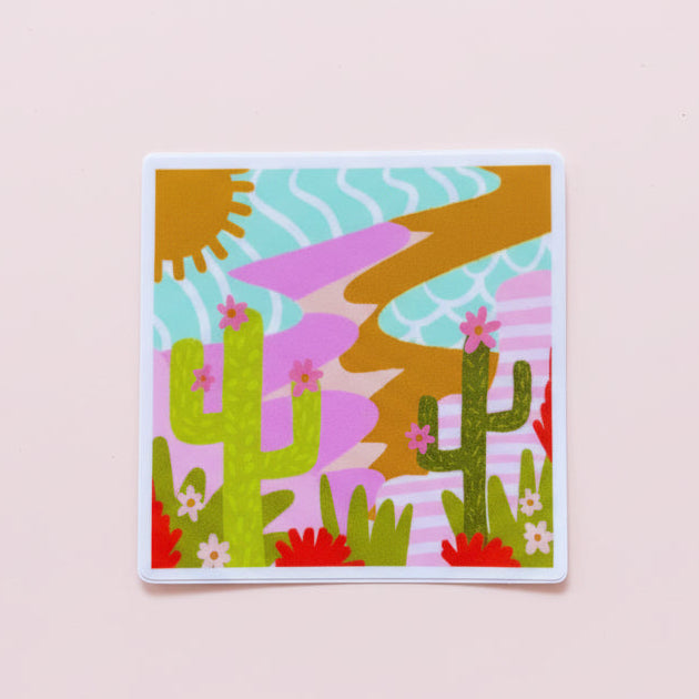 Cactus Sunset Scene Sticker