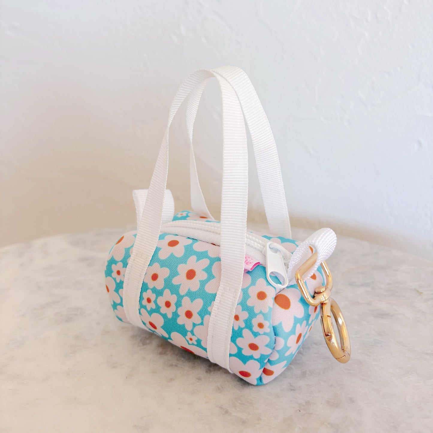 Bag Charm - Mini Purse Keychain - Blue Daisy