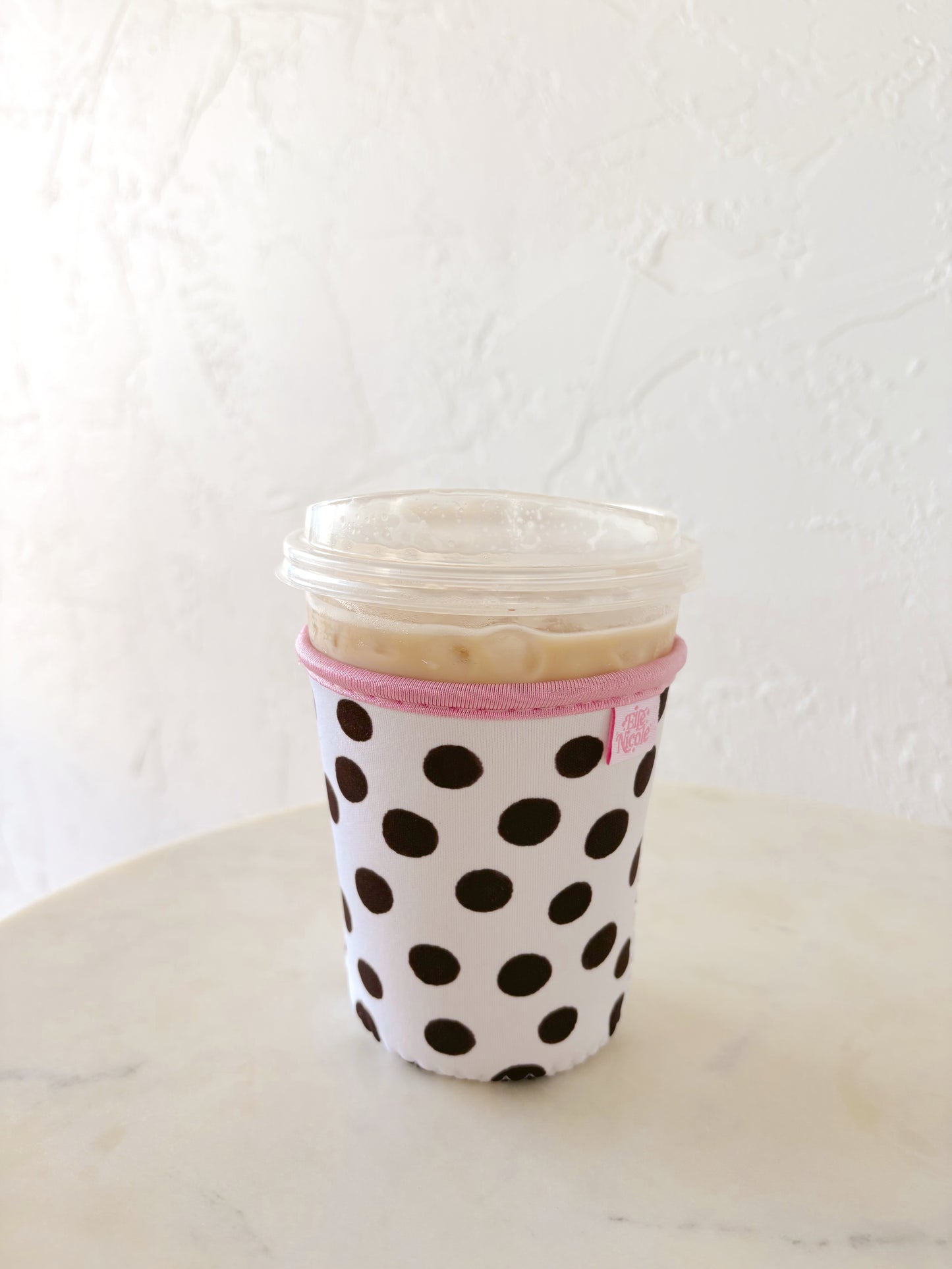 Coffee Cup Cover - Brown Polka Dots