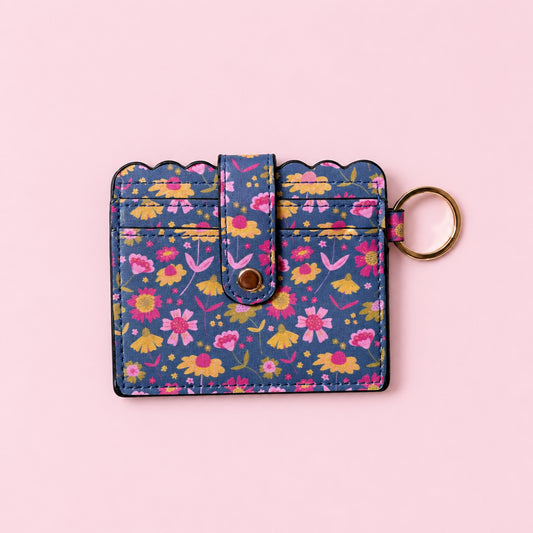 Keychain Wallet - Midnight Summer Blooms