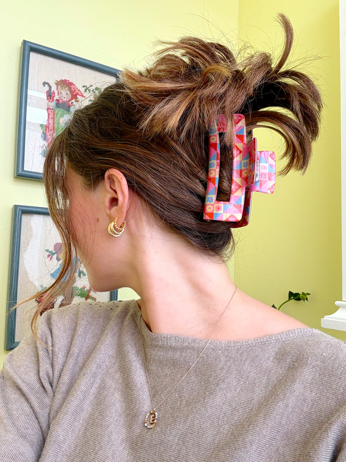Hair Claw Clip - Kaleidoscope Quilt