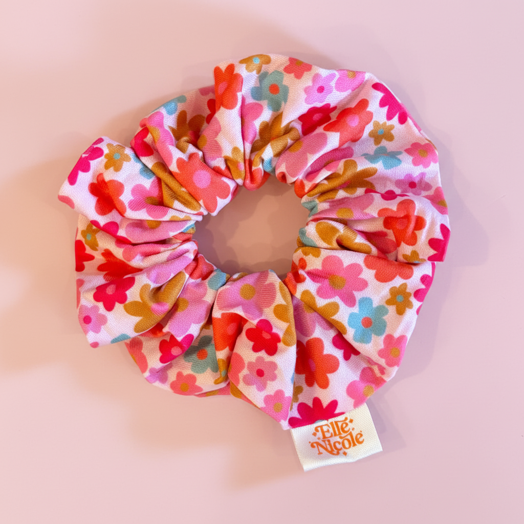 Scrunchie - Retro Florals *new & improved extra soft fabric*